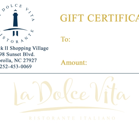 La Dolce Vita - Gift Certificate